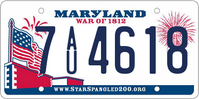 MD license plate 7AU4618