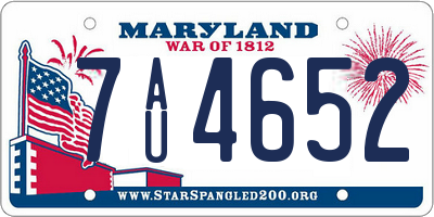 MD license plate 7AU4652