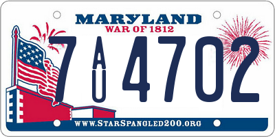 MD license plate 7AU4702