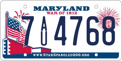 MD license plate 7AU4768