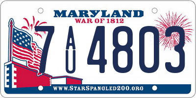 MD license plate 7AU4803