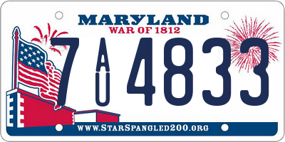 MD license plate 7AU4833