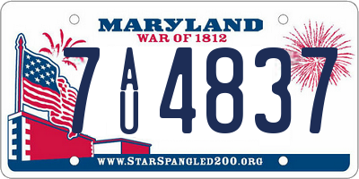 MD license plate 7AU4837