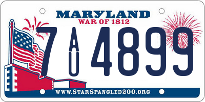 MD license plate 7AU4899
