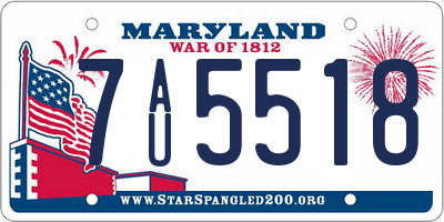 MD license plate 7AU5518