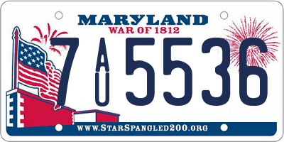 MD license plate 7AU5536