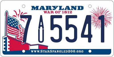 MD license plate 7AU5541