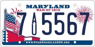 MD license plate 7AU5567