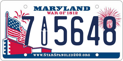 MD license plate 7AU5648