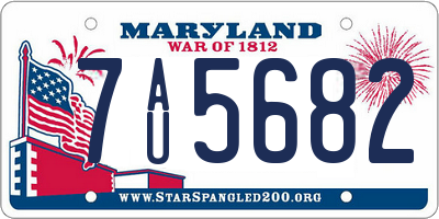 MD license plate 7AU5682