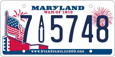 MD license plate 7AU5748