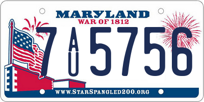 MD license plate 7AU5756