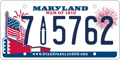 MD license plate 7AU5762