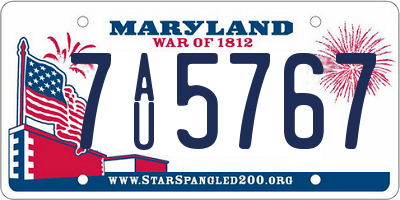 MD license plate 7AU5767