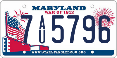 MD license plate 7AU5796