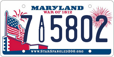 MD license plate 7AU5802