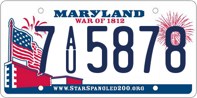 MD license plate 7AU5878