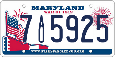 MD license plate 7AU5925