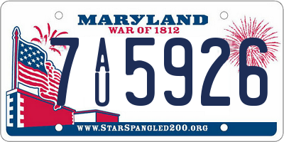 MD license plate 7AU5926