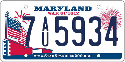 MD license plate 7AU5934