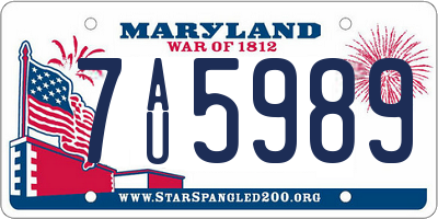 MD license plate 7AU5989