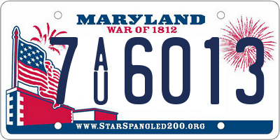 MD license plate 7AU6013