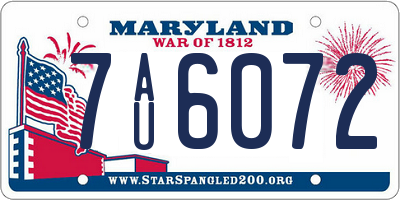 MD license plate 7AU6072