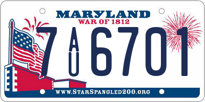 MD license plate 7AU6701