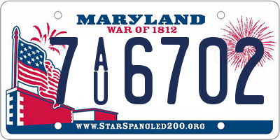 MD license plate 7AU6702