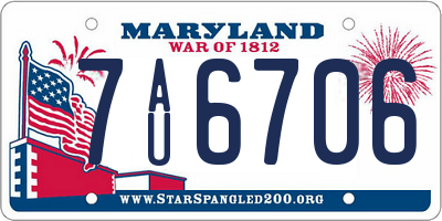 MD license plate 7AU6706