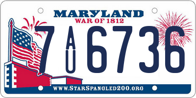 MD license plate 7AU6736