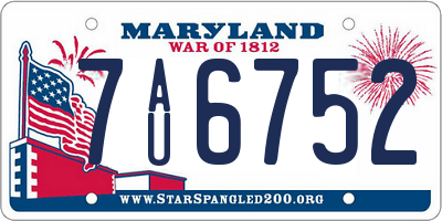 MD license plate 7AU6752