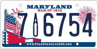 MD license plate 7AU6754