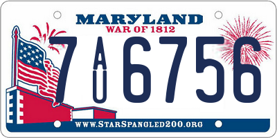 MD license plate 7AU6756