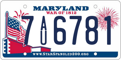 MD license plate 7AU6781