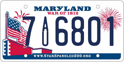 MD license plate 7AU6801