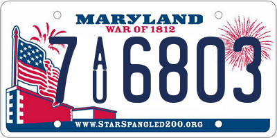 MD license plate 7AU6803