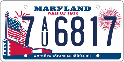 MD license plate 7AU6817