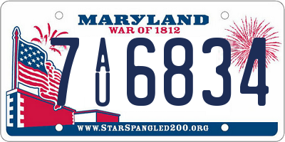 MD license plate 7AU6834