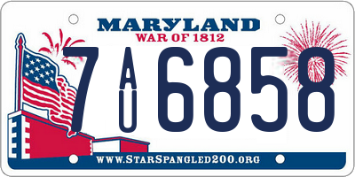 MD license plate 7AU6858