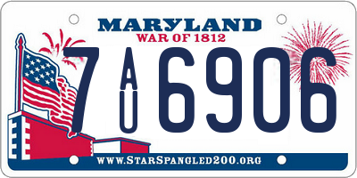 MD license plate 7AU6906