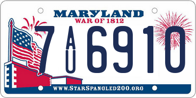 MD license plate 7AU6910