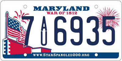 MD license plate 7AU6935