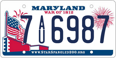MD license plate 7AU6987