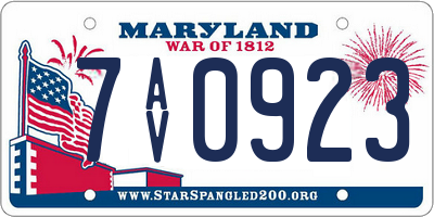 MD license plate 7AV0923