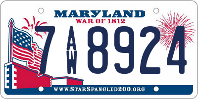 MD license plate 7AW8924