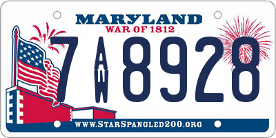 MD license plate 7AW8928