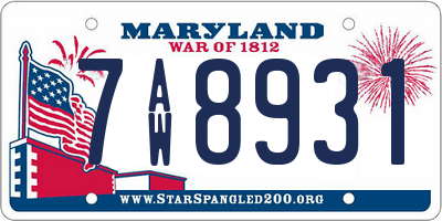 MD license plate 7AW8931
