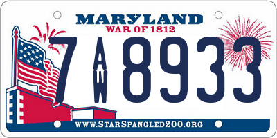 MD license plate 7AW8933