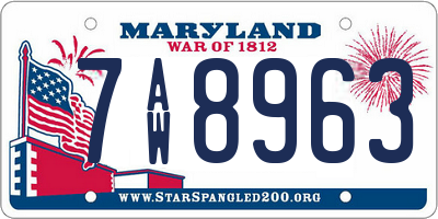 MD license plate 7AW8963